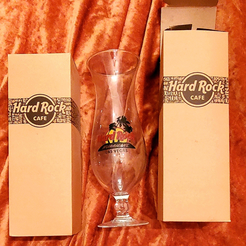 Hard Rock Cafe Las Vegas Hurricane Glass SET OF 2 with Boxes